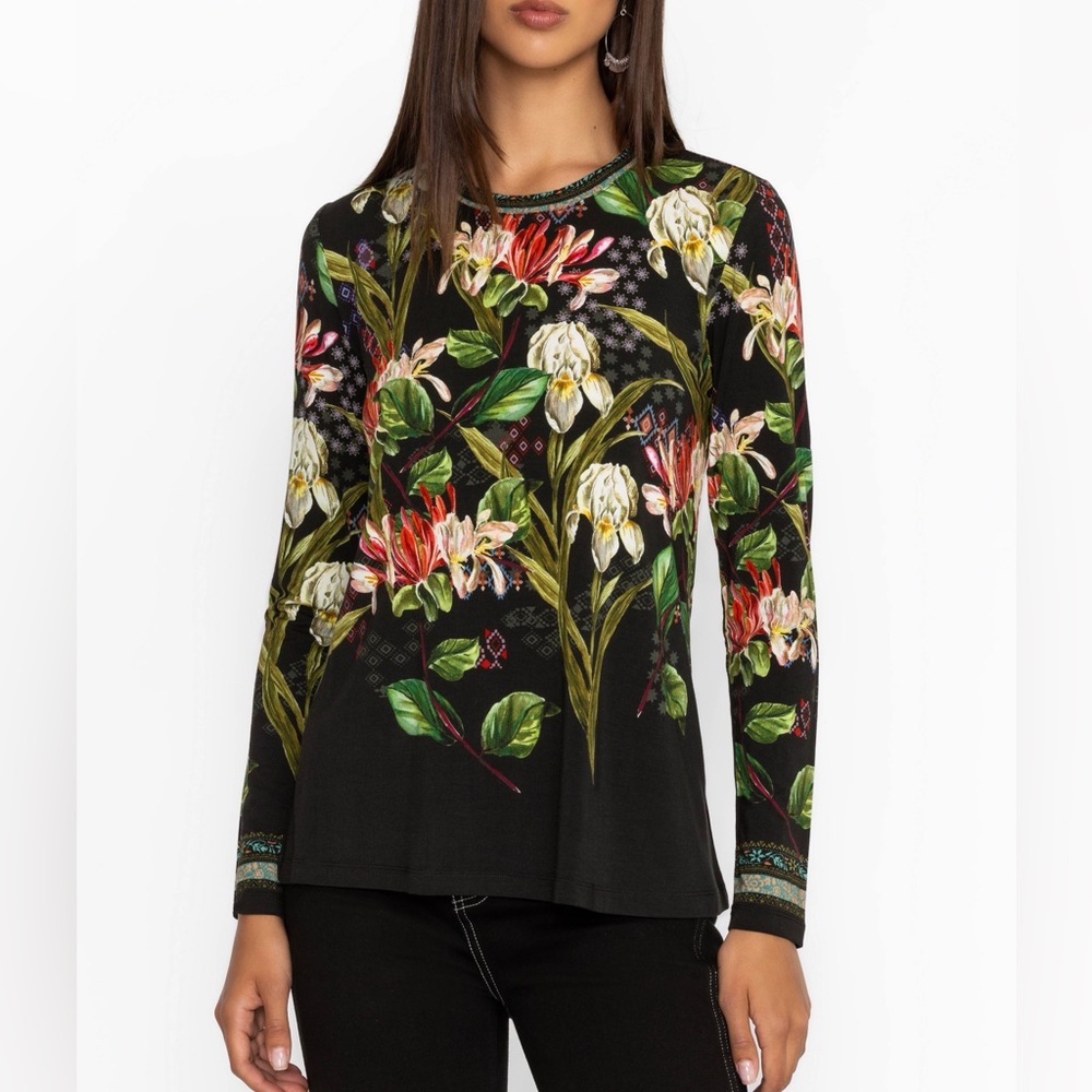 Johnny Was The Janie Favorite Long Sleeve Crew Swing Neck Tee